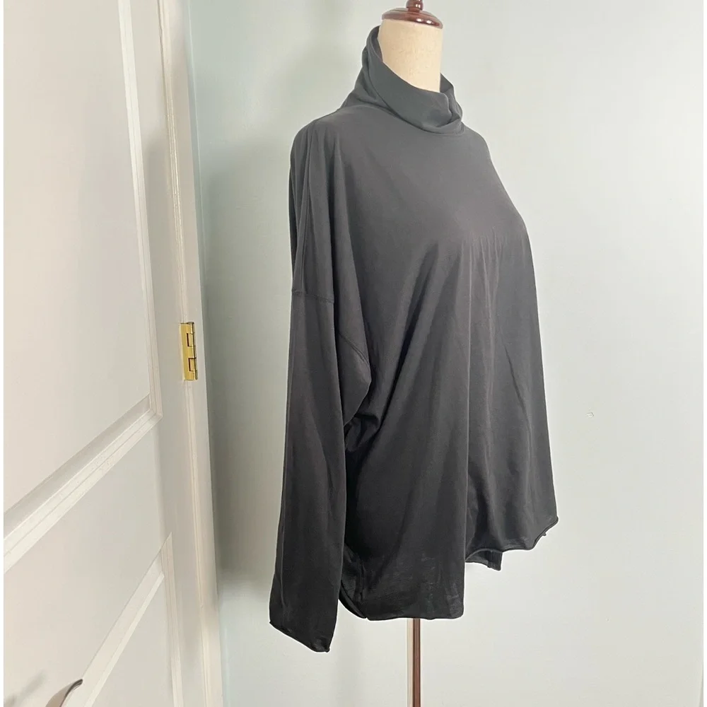 Eskandar black 100% prima cotton turtleneck top - Picture 7 of 11